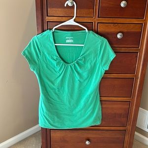 Merona💚Green💚 short sleeve shirt, v-neck w/ruching, gorgeous 4 March! Medium